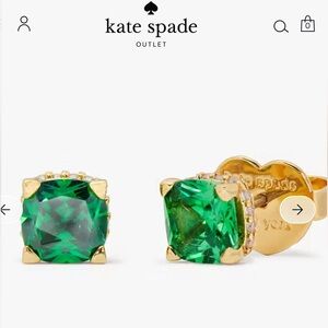 Kate Spade Emerald Green and Gold Stud Earrings